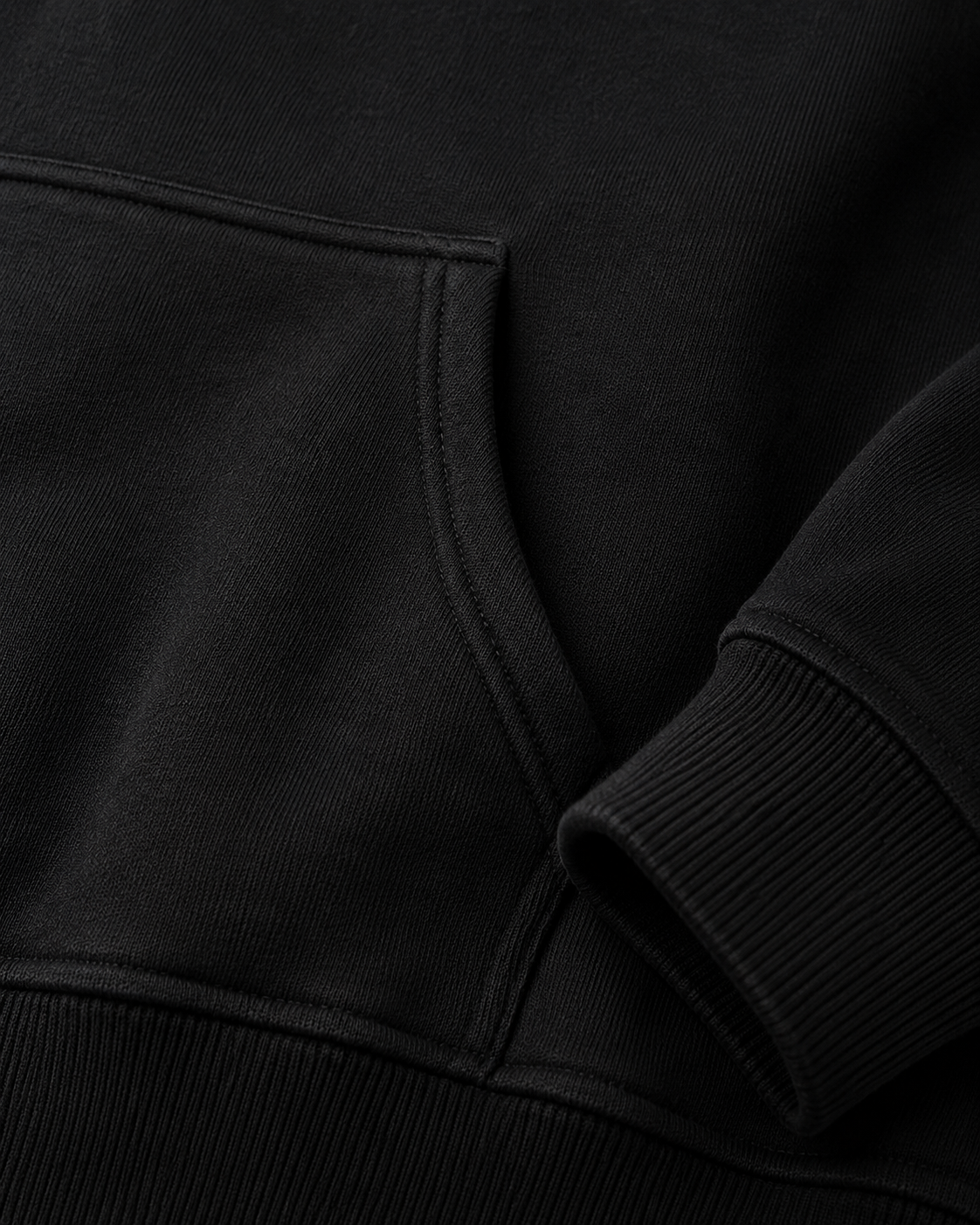 Crimson Moon Dragon Hoodie by Sukaizen in washed black with dragon, crimson moon, and cloud embroidery