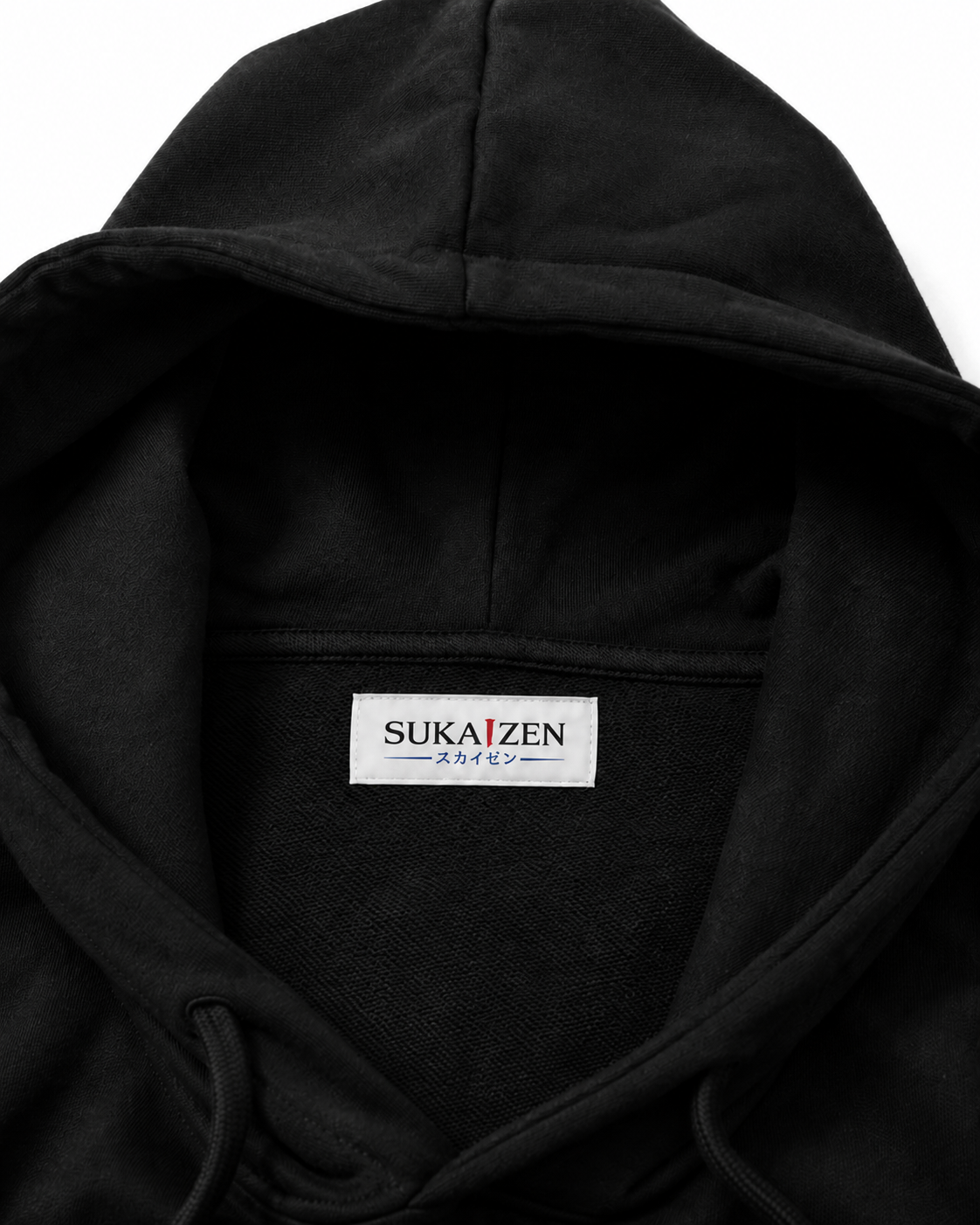 Crimson Moon Dragon Hoodie by Sukaizen in washed black with dragon, crimson moon, and cloud embroidery