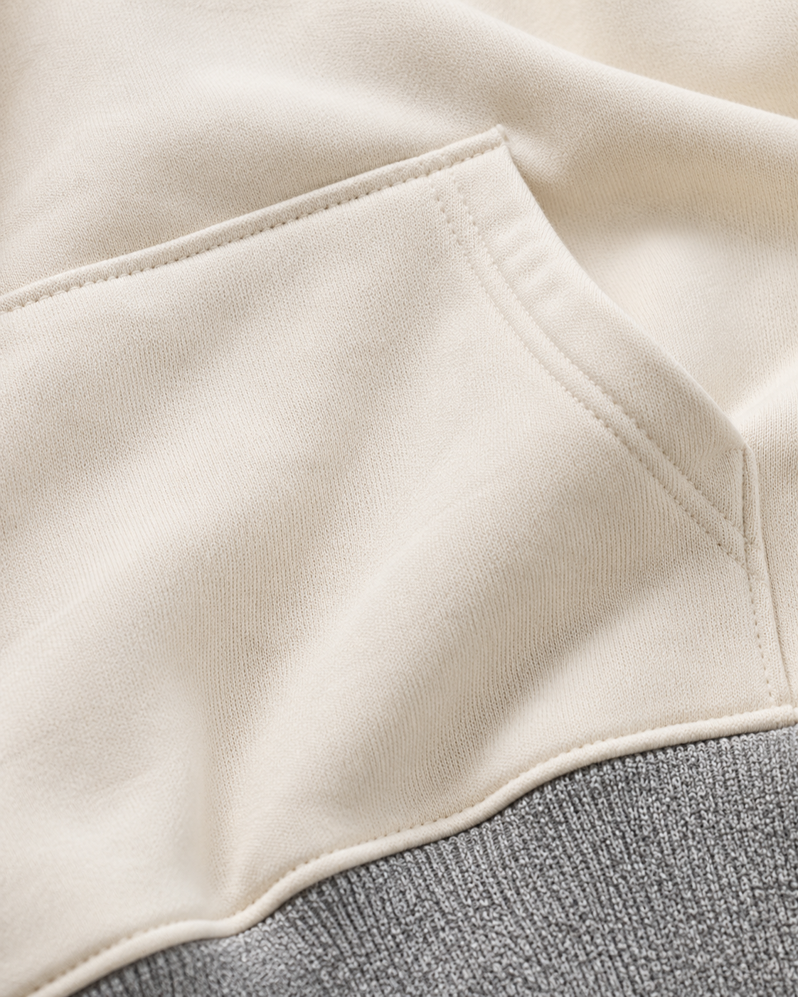 Rising Tiger Bamboo Hoodie by Sukaizen in cream with grey trim and tiger bamboo rising sun embroidery