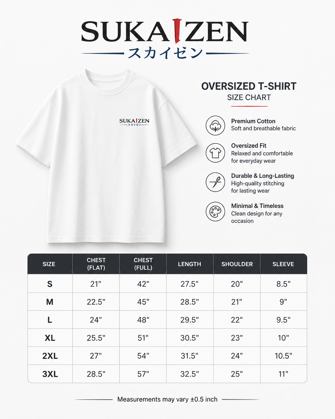 Sukaizen T-Shirt Unisex in white with small embroidered Sukaizen chest logo