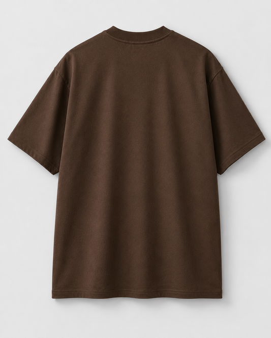 Koi Sun Drift T-Shirt by Sukaizen in dark brown with koi fish, red sun, and wave chest embroidery