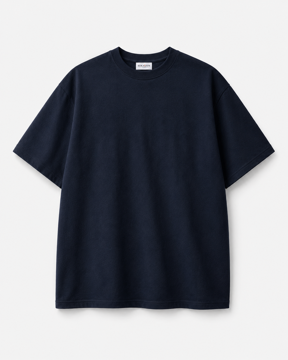 Lunar Dragon Cloud T-Shirt by Sukaizen in deep navy blue with silver gold dragon crescent moon and cloud embroidery