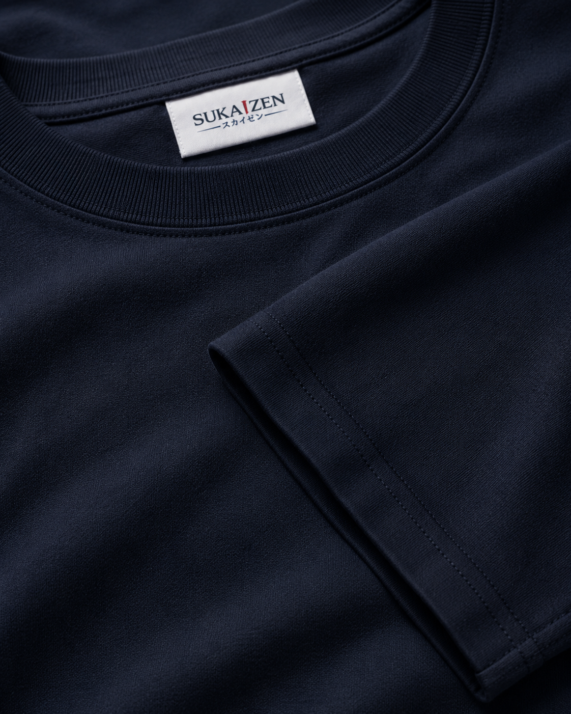 Lunar Dragon Cloud T-Shirt by Sukaizen in deep navy blue with silver gold dragon crescent moon and cloud embroidery