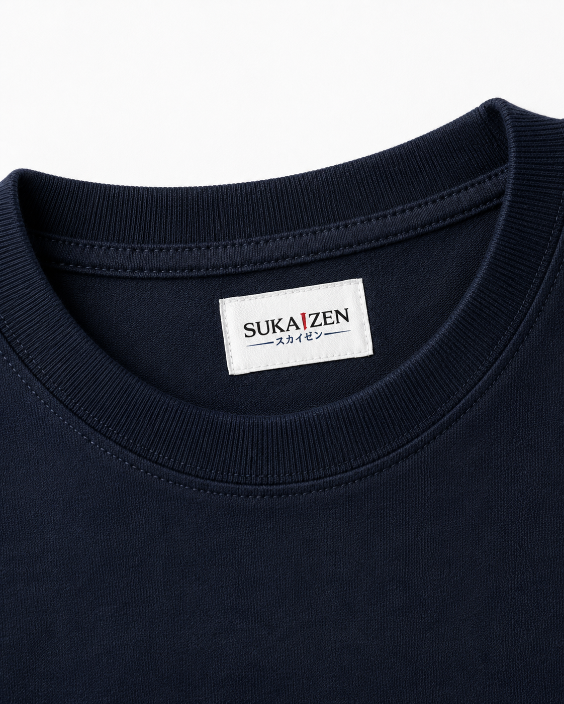 Lunar Dragon Cloud T-Shirt by Sukaizen in deep navy blue with silver gold dragon crescent moon and cloud embroidery