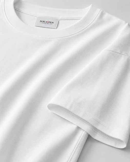 Phoenix Maple Cloud T-Shirt by Sukaizen in white with gold orange phoenix maple leaf and cloud embroidery