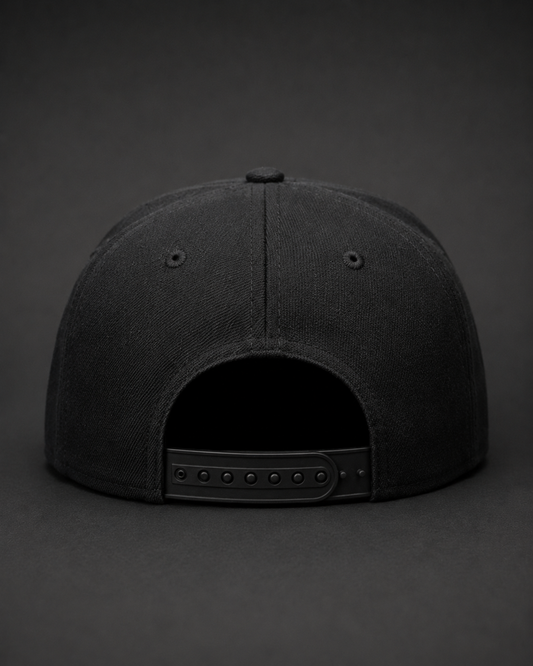 Tokyo Neon Kanji Embroidered Cap in black with neon green Japanese kanji embroidery and flat brim